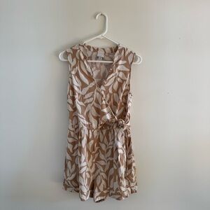 a new day Tan and Cream white linen / rayon blend romper
